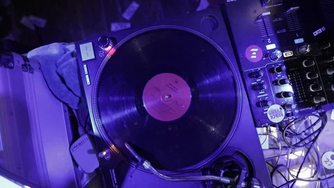 DJ sound control console for mixing dance music and laptop in disco club. Stock Footage 126265267