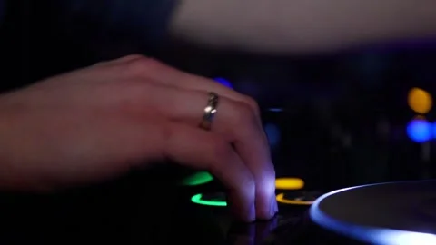 DJ sound control console for mixing dance music and laptop in disco club Stock-Footage 130850925