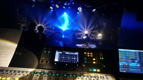 DJ sound control console for mixing dance music in disco club. Media. Close up Stock-Footage 170371259