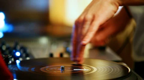 DJ Spinning Records Stock Footage