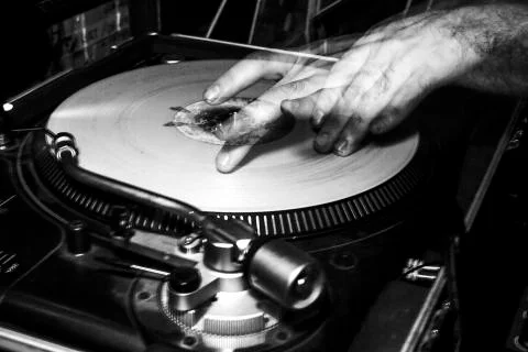Dj strobo scratch session Stock-Fotos