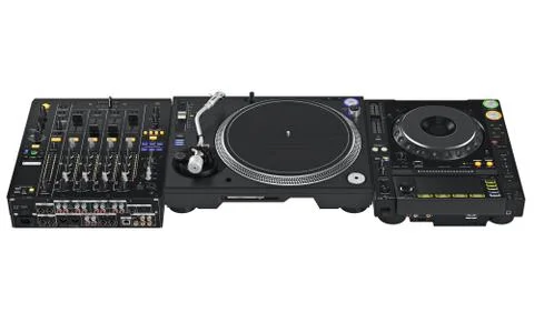 Dj table set mixer, audio equipment Stock Illustration