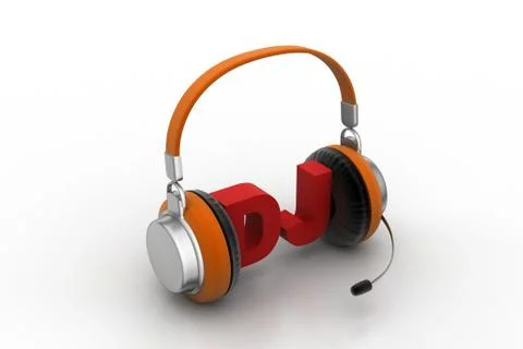 Dj text with head phone Free Stock Illustration