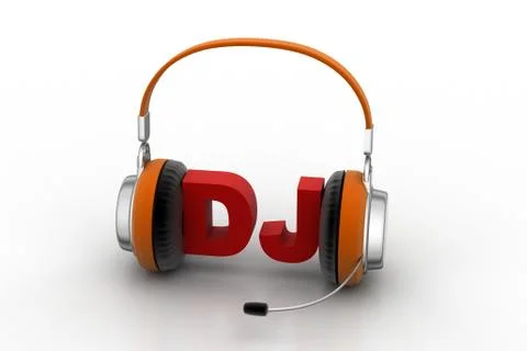 Dj text with head phone Free Stock Illustration