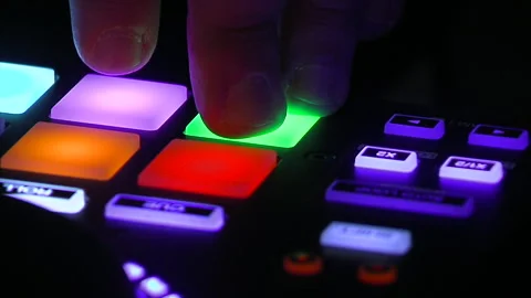 Dj touching button in audio table 스톡 동영상 290942712