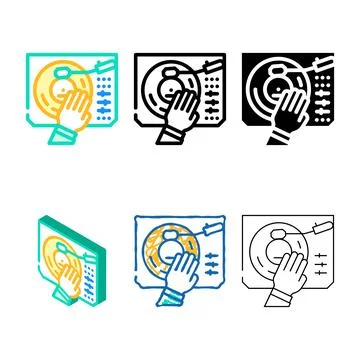 Dj turntable multistyle color icon vector flat Stock Illustration
