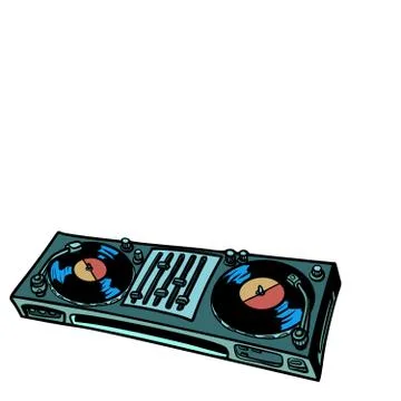 DJ turntable, music console. isolate on white background 스톡 일러스트