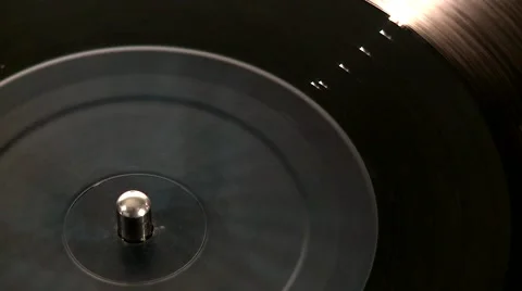 DJ Turntable. Top shot close-up of a spinning vinyl 動画素材 46319675