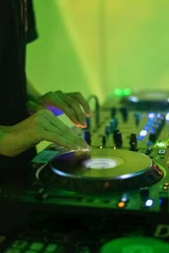 DJ on Turntables Stock Photos