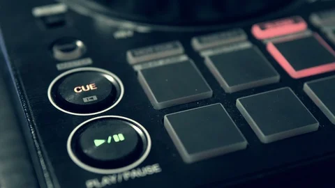 DJ tweak track controls on DJ control panel. Stock Footage 91601131