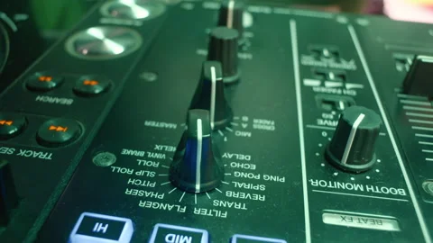DJ twists switch to emphasize rhythmic elements of music Stock Footage 273615083