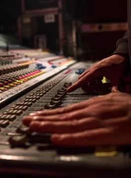 Dj use a mixer Stock Photos