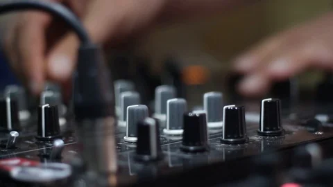 DJ uses the equipment Stock Footage 87134855
