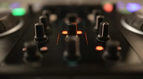 DJ uses professional mix controller Video stock 42741293