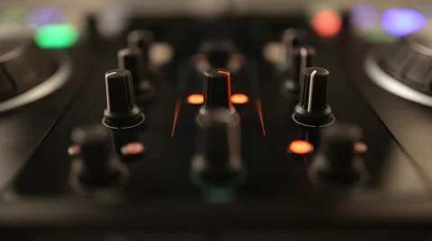 DJ uses professional mix controller Video stock 42741299