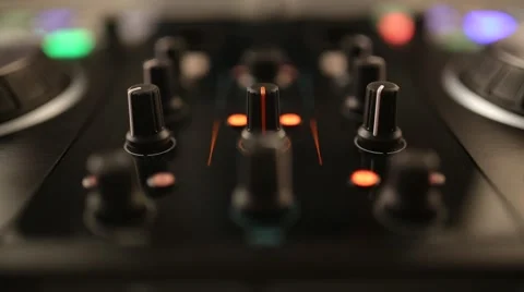 DJ uses professional mix controller Video stock 42741314