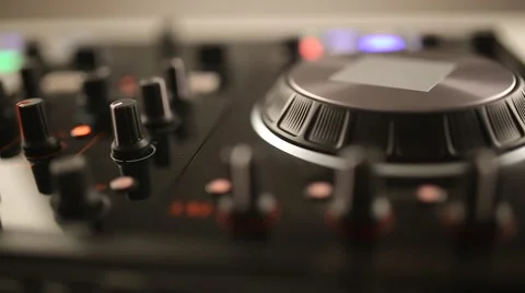DJ uses professional mix controller Video stock 42741338