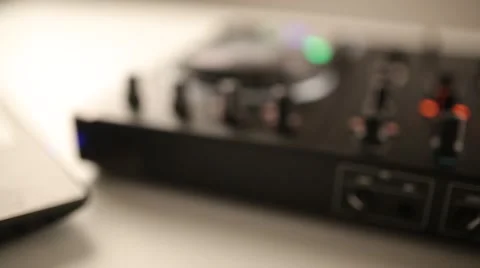 DJ uses professional mix controller Video stock 42741343