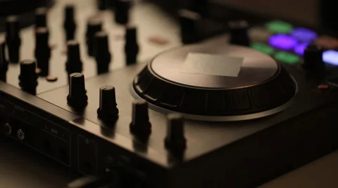 DJ uses professional mix controller Video stock 42741354