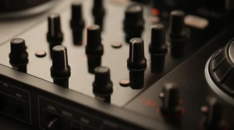 DJ uses professional mix controller Video stock 42741356