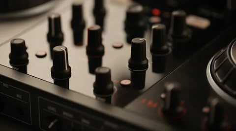 DJ uses professional mix controller Video stock 42741365