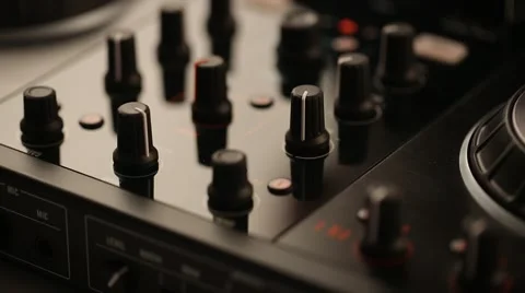 DJ uses professional mix controller Video stock 42741368
