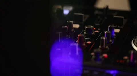 DJ uses professional mix controller Video stock 42741382