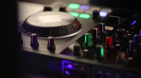 DJ uses professional mix controller Stock Footage 42741393
