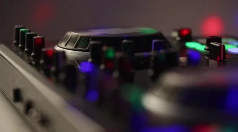 DJ uses professional mix controller Video stock 42741421