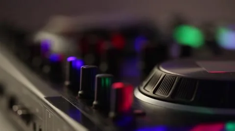 DJ uses professional mix controller Stock Footage 42741429