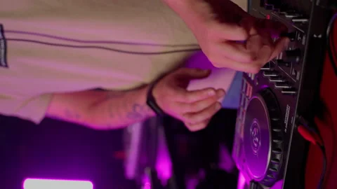 DJ using console in club close up Stock Footage 201495459