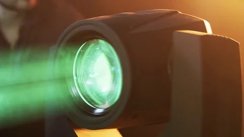 DJ Using Head Spots Which Give Light in Different Colors Stock Footage 71722470