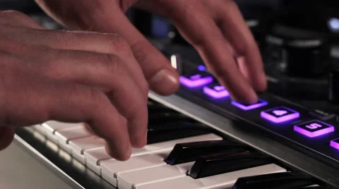 DJ using his midi controller Stock Footage 45337096