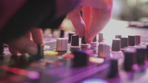 Dj  is using a music mixer Stock Footage 172145926