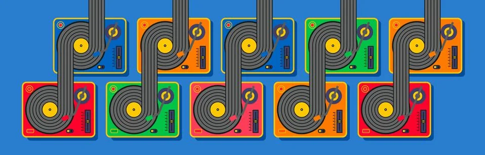 Dj vinyl player turntable pattern. Retro style Stock Illustration