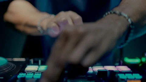 DJ at work at the party Stock Footage 220126941