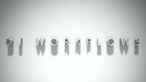 Dj workflows 3D title animation white text on a white background Stock Footage 299381979