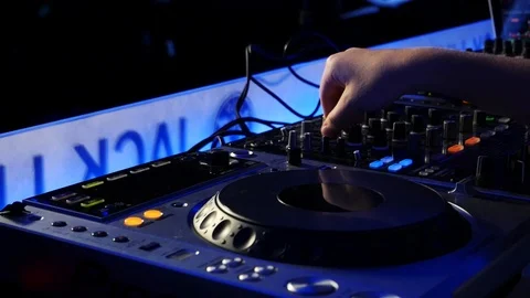 DJ works on the remote Stock Footage 92982558