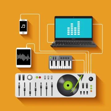 Dj Workspace Illustration Stock Illustration