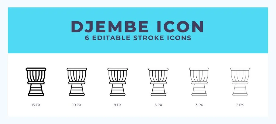 Djembe icon set with different stroke. Vector illustration with editable st.. Ilustração Stock