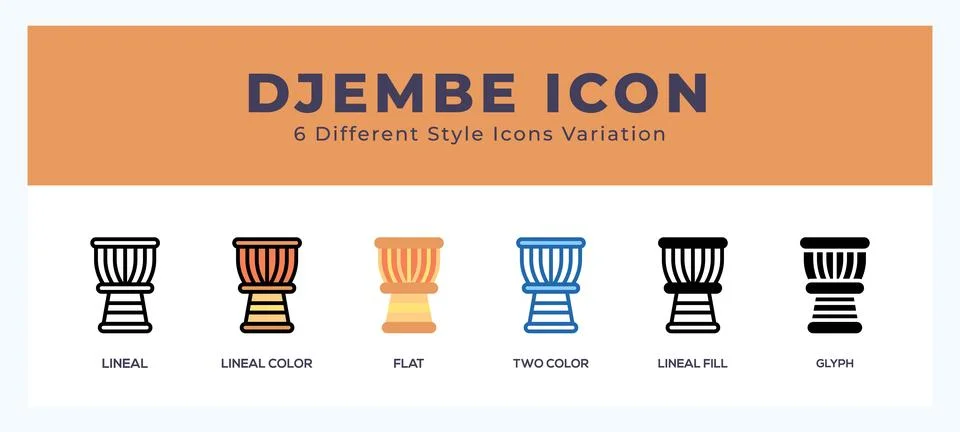 Djembe icons set. Different style of icons simple vector illustration. Stock Illustration