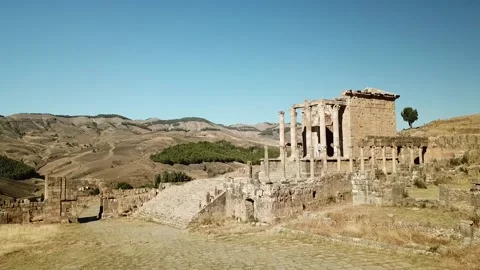 Djemila Ruins Algeria Drone Stock Footage