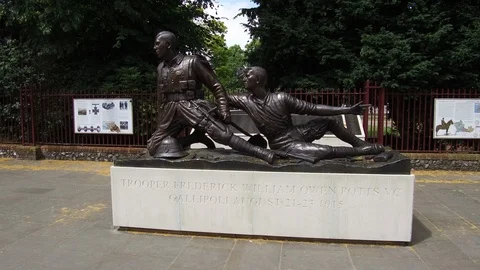 DJI 0078 Trooper Potts statue Stock Footage 113801178