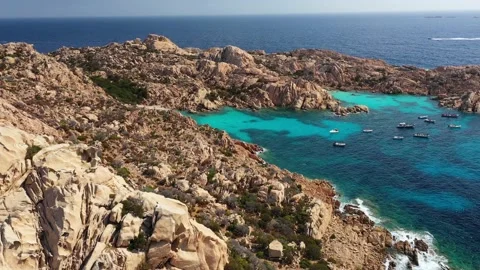 DJI 0318 - Caprera Island - Cala Coticio back 4K Stock Footage 139370568