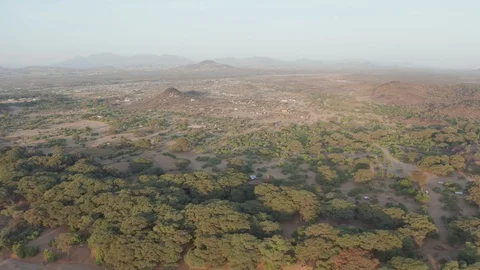 DJI Aerial Shot in the remote and arid Turkana, Kenya Stock Footage