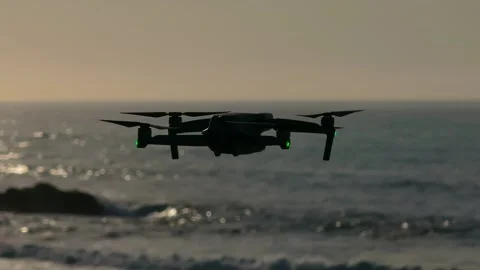 DJI Air 2S Drone Camera At The Beach During Sunset Stock Footage 277102633