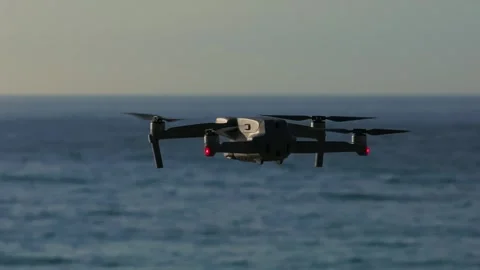 DJI Drone Camera Hovering Over Seascape. Close-up Shot Stock Footage 277530959