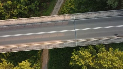 Dji drone flight over Viadana bridge and Bikeway. Italy Stock Footage