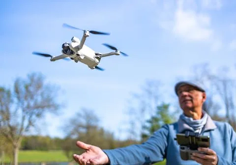 DJI drone in a park Stock Photos