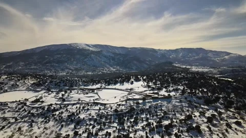 DJI flight over snow 1 스톡 동영상 254404357
